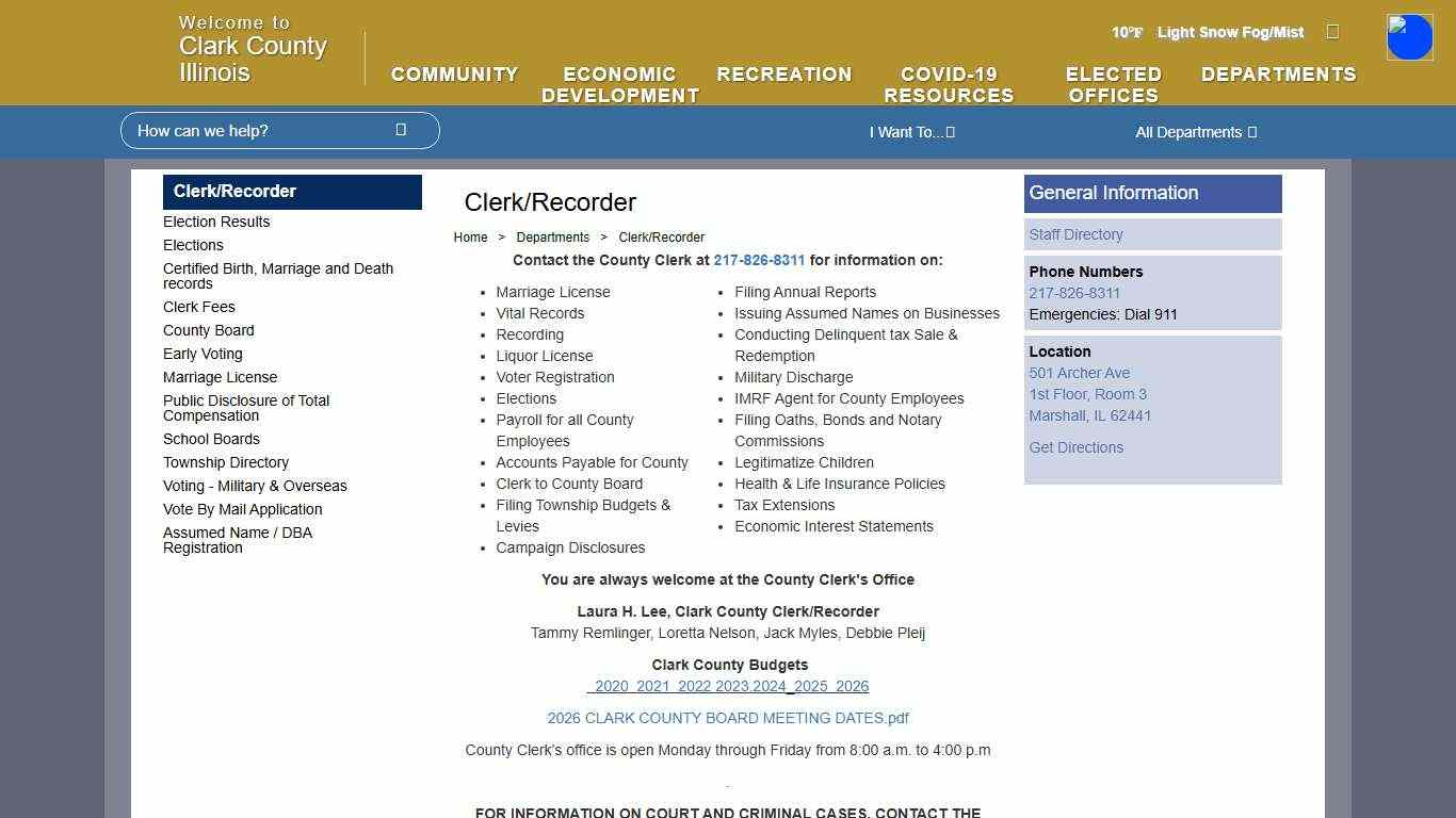 The Official Website of Clark County, IL - Clerk/Recorder
